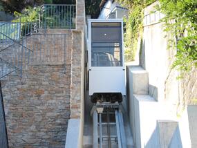 Inclined elevator access to Via Barcone, Ronco Tessin