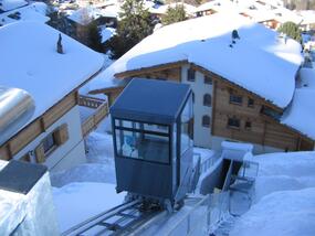 Inclined elevator, Les Matins de St. Laurent, La Tzoumaz